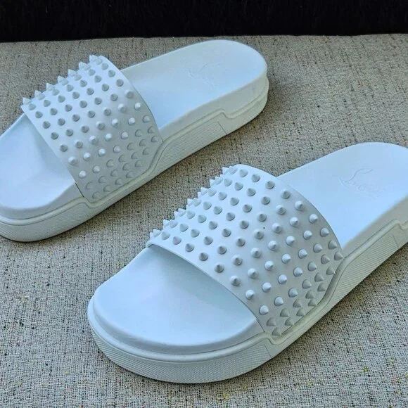 Christian Louboutin Men Sandal White Slide Summer Shoe Made in Italy Size 45 Take It Easy - Mules - Rubber - White - Men - Christian  main image 2